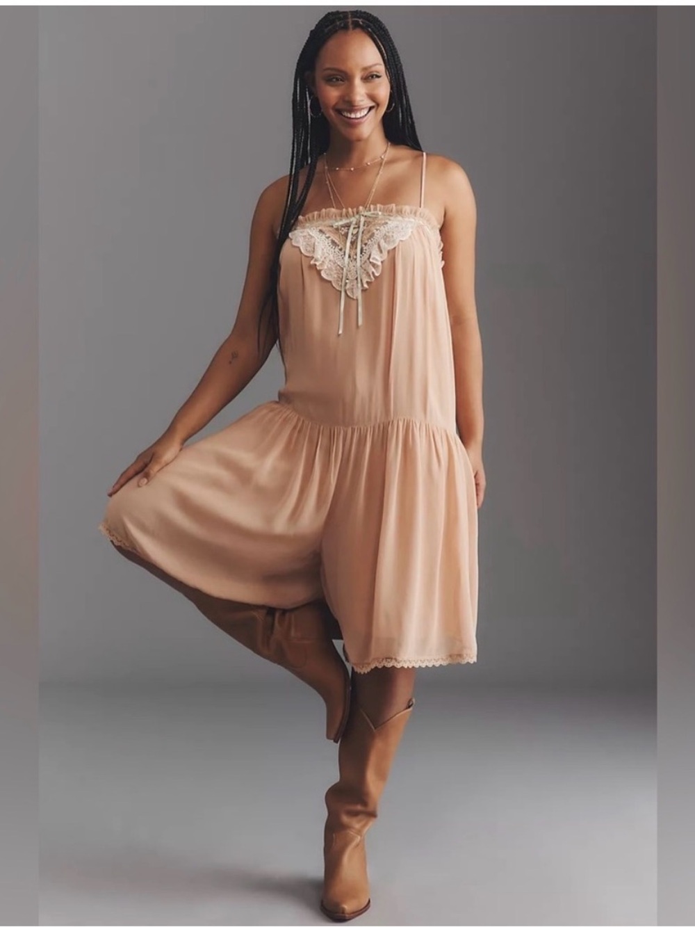 By Anthropologie Lace Square-Neck Romper NWT